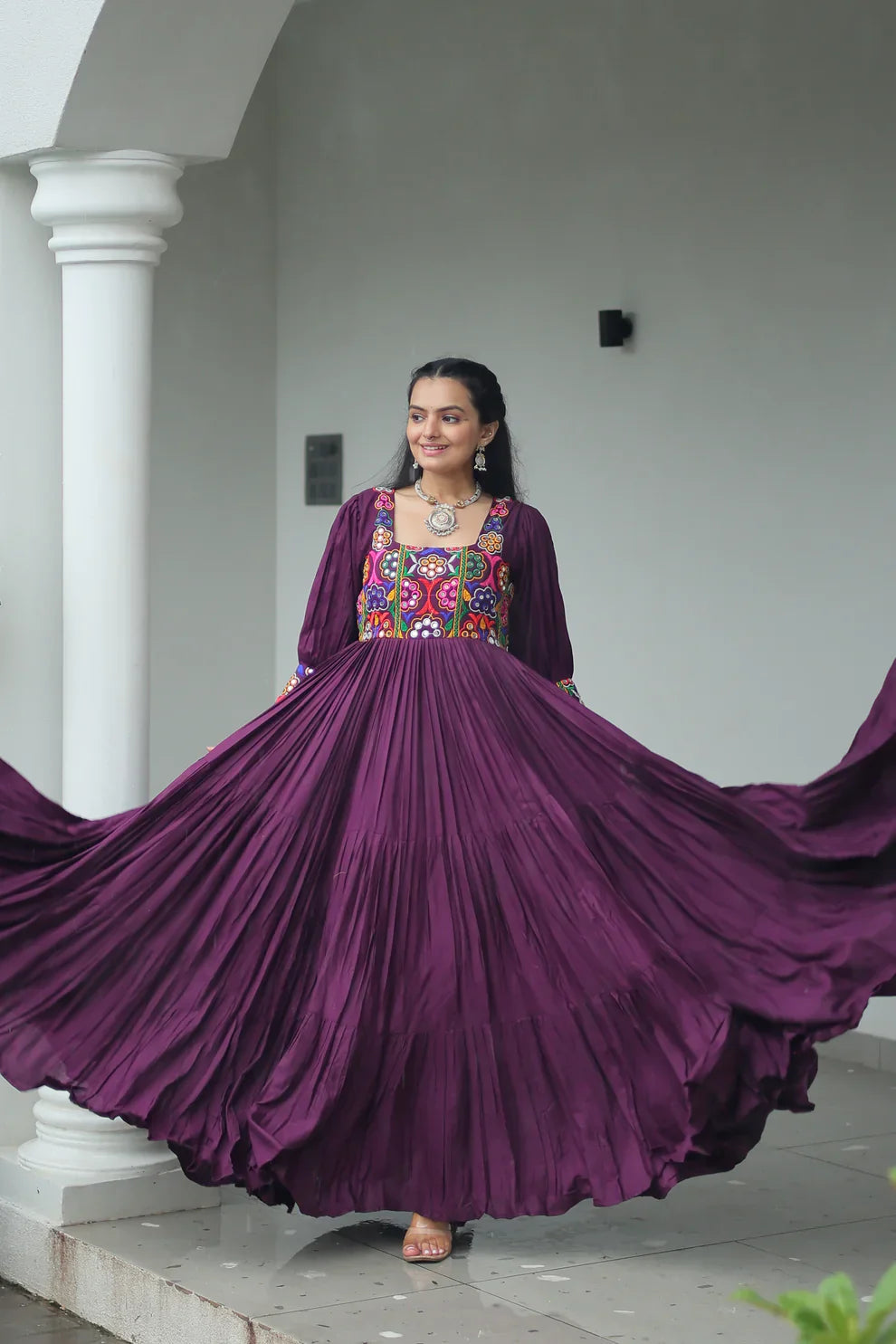 NAVRATRI SPECIAL GAMTHI KUTCHI WORK RAYON GOWN (WD182) 01