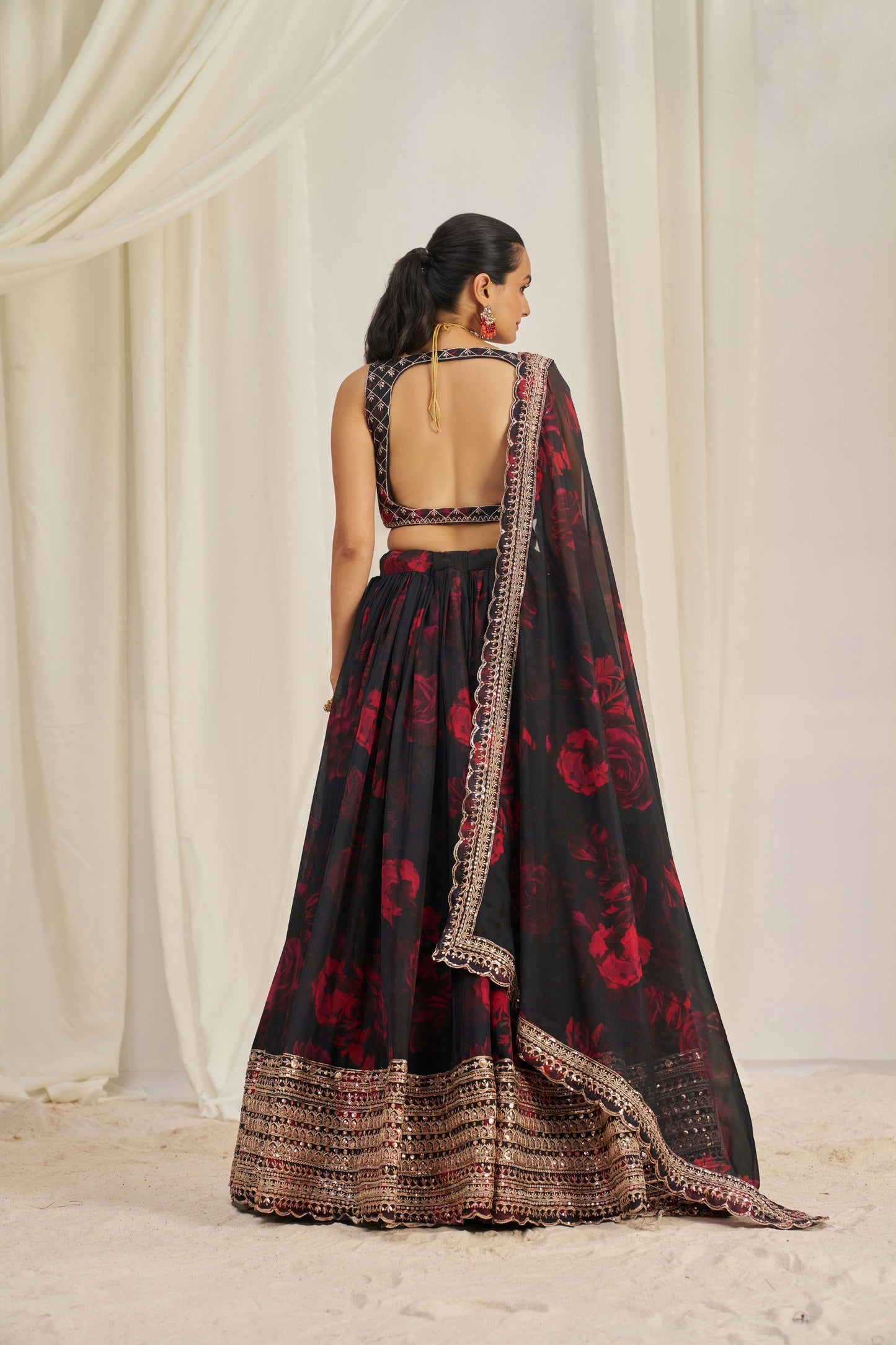 ORGANZA EMBROIDERED LEHENGA CHOLI WITH DUPATTA (WDN121)