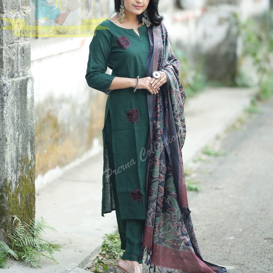 South cotton khaadi kurta set with matching embroidery (WARED365)