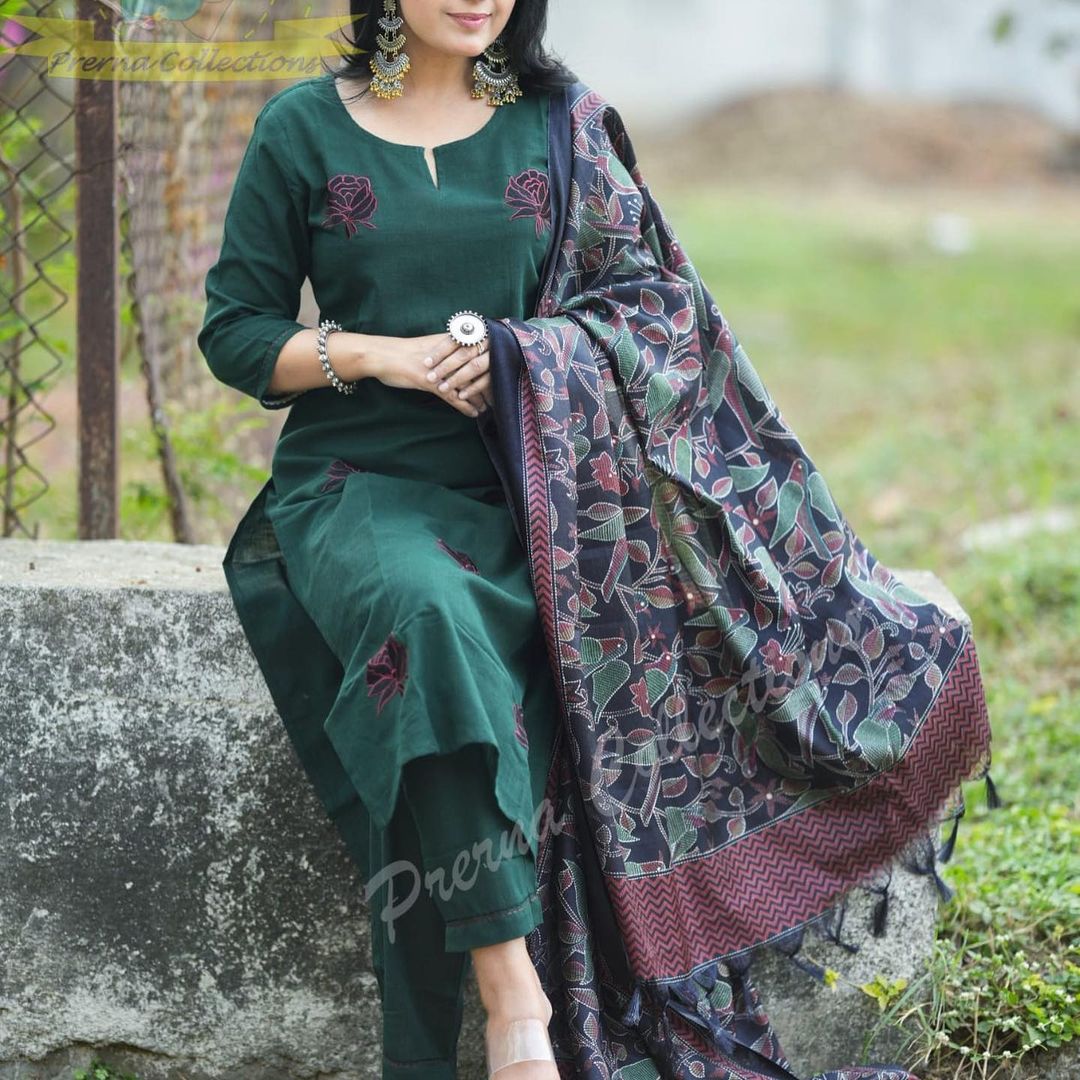South cotton khaadi kurta set with matching embroidery (WARED365)