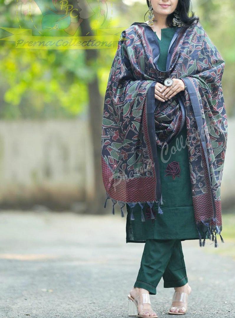 South cotton khaadi kurta set with matching embroidery (WARED365)