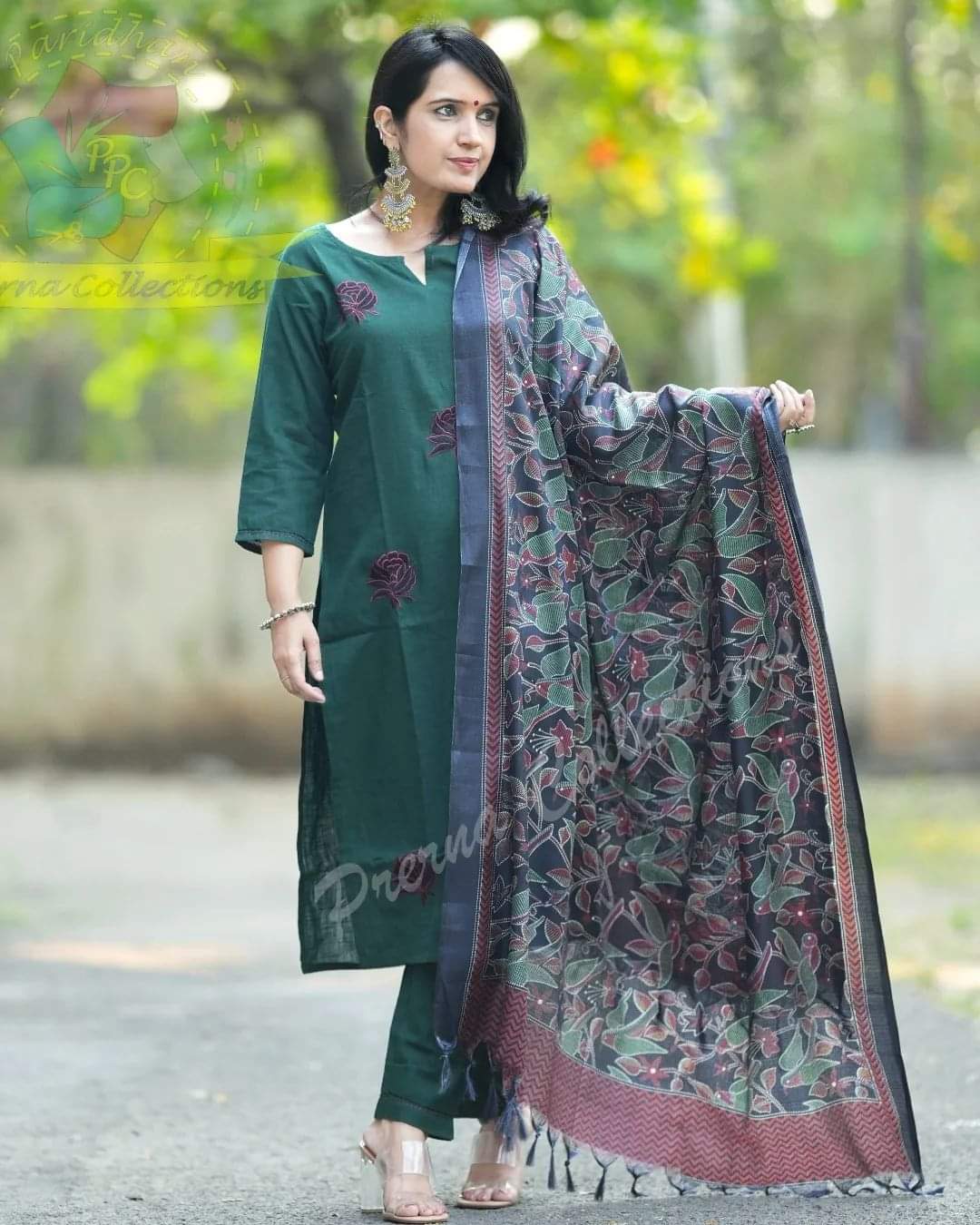 South cotton khaadi kurta set with matching embroidery (WARED365)