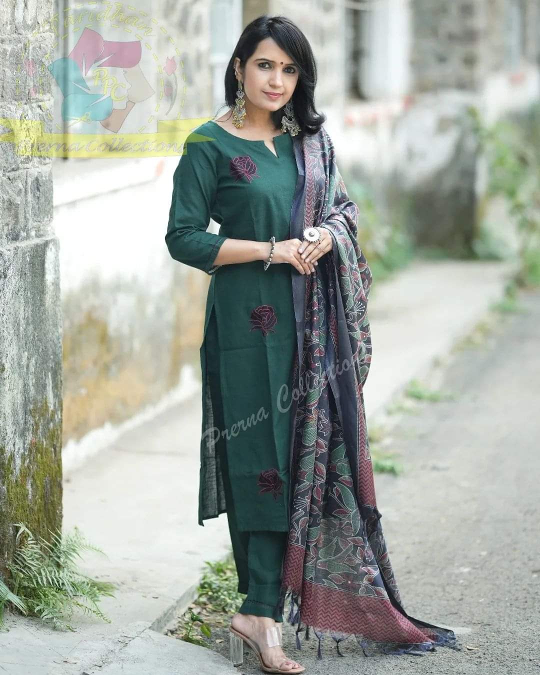 South cotton khaadi kurta set with matching embroidery (WARED365)