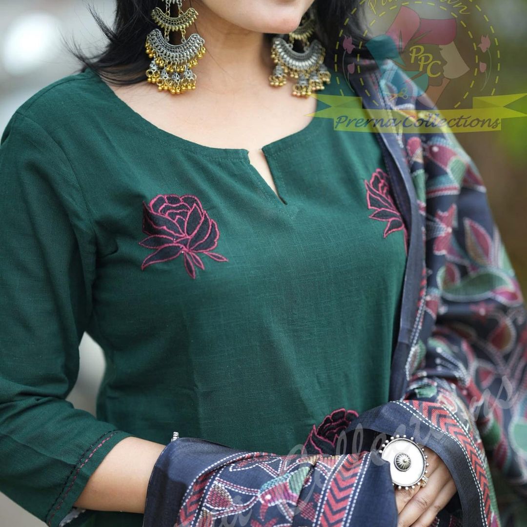 South cotton khaadi kurta set with matching embroidery (WARED365)