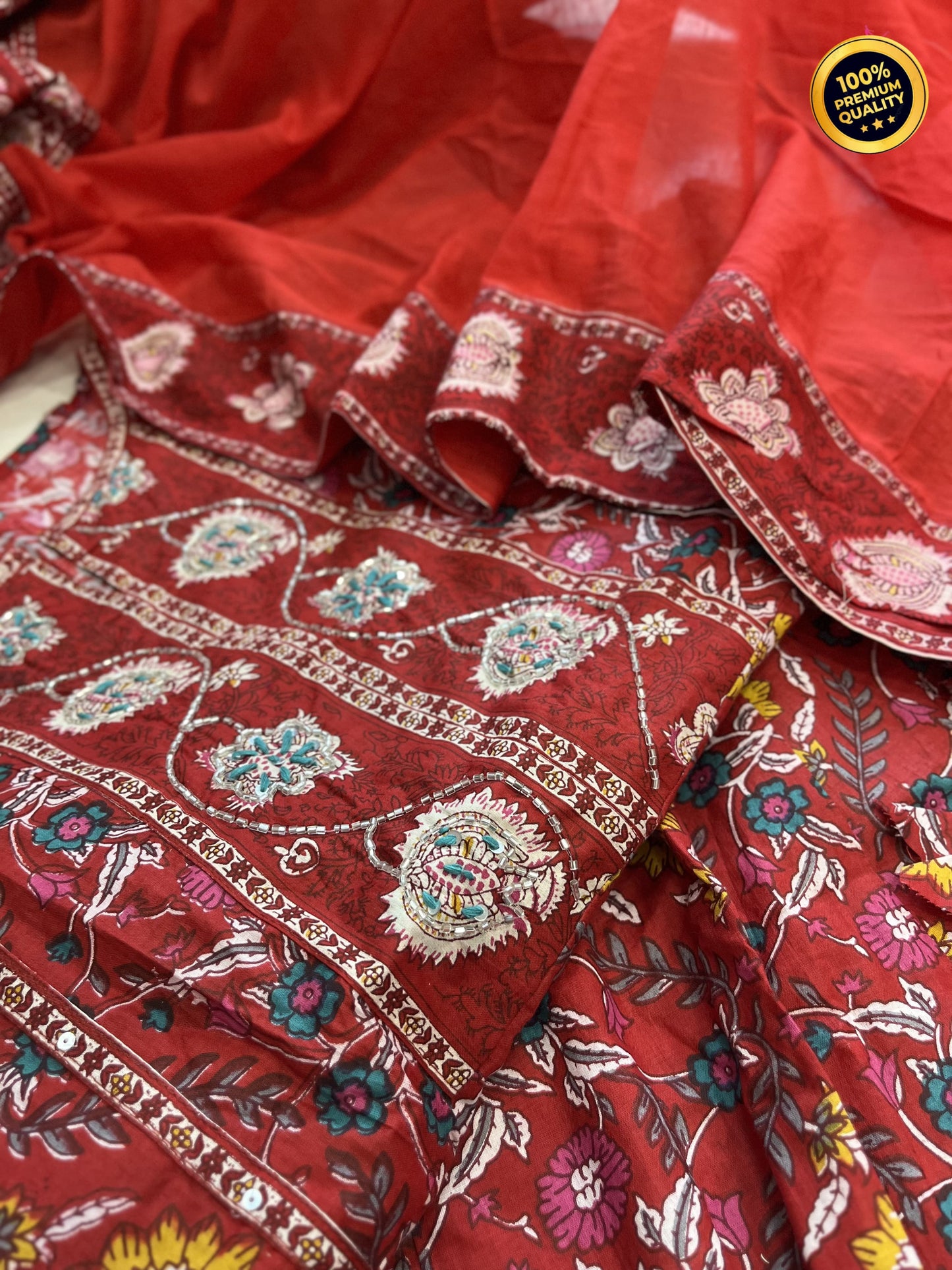 Featuring beautiful Heavy Suit Set which is beautifully decorated with intricate hand embroidery, Zari weaving and prints.(WARED259)
