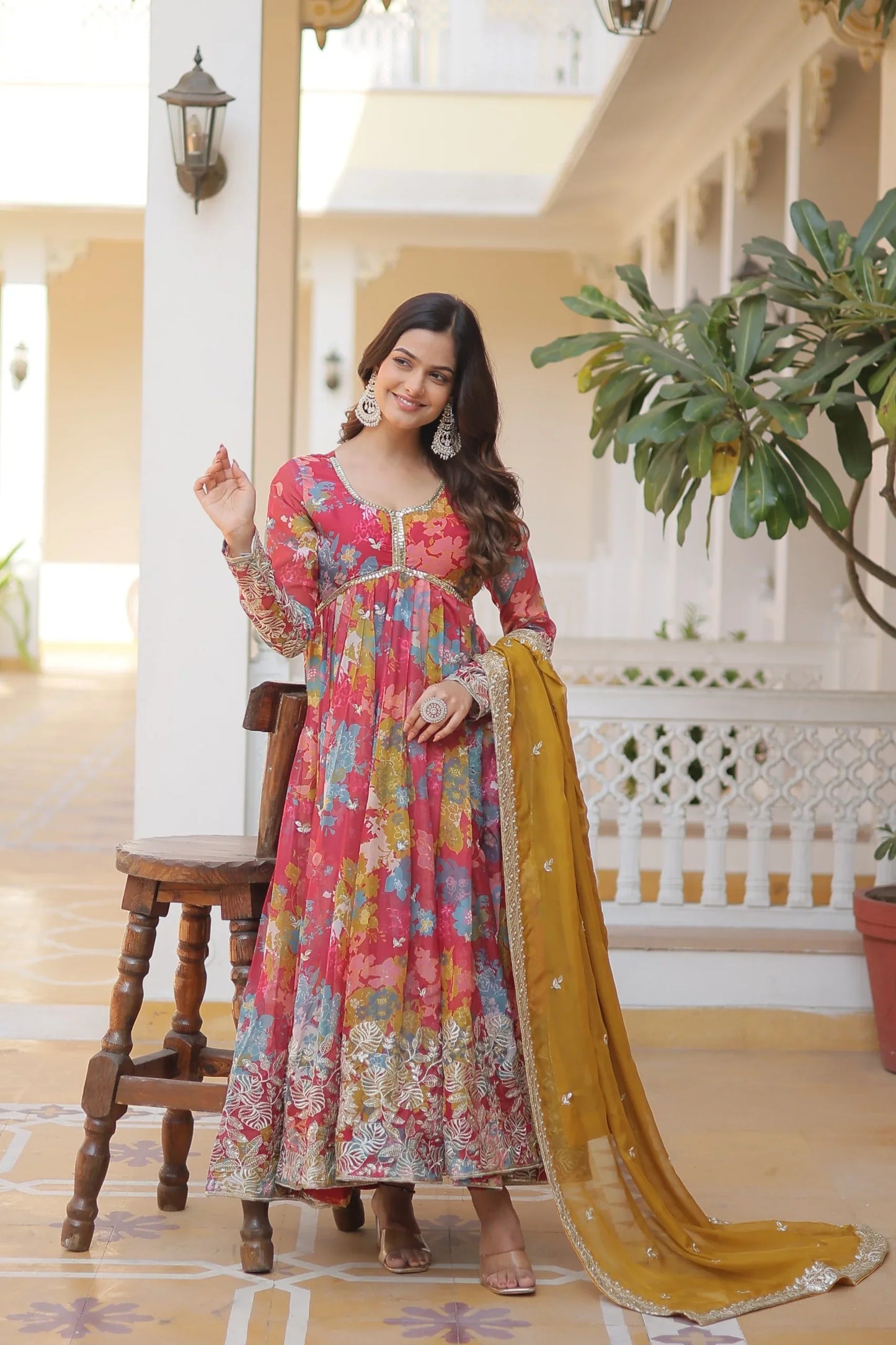 PREMIUM READYMADE ALIA CUT GOWN WITH DUPATTA SET(WARED347)
