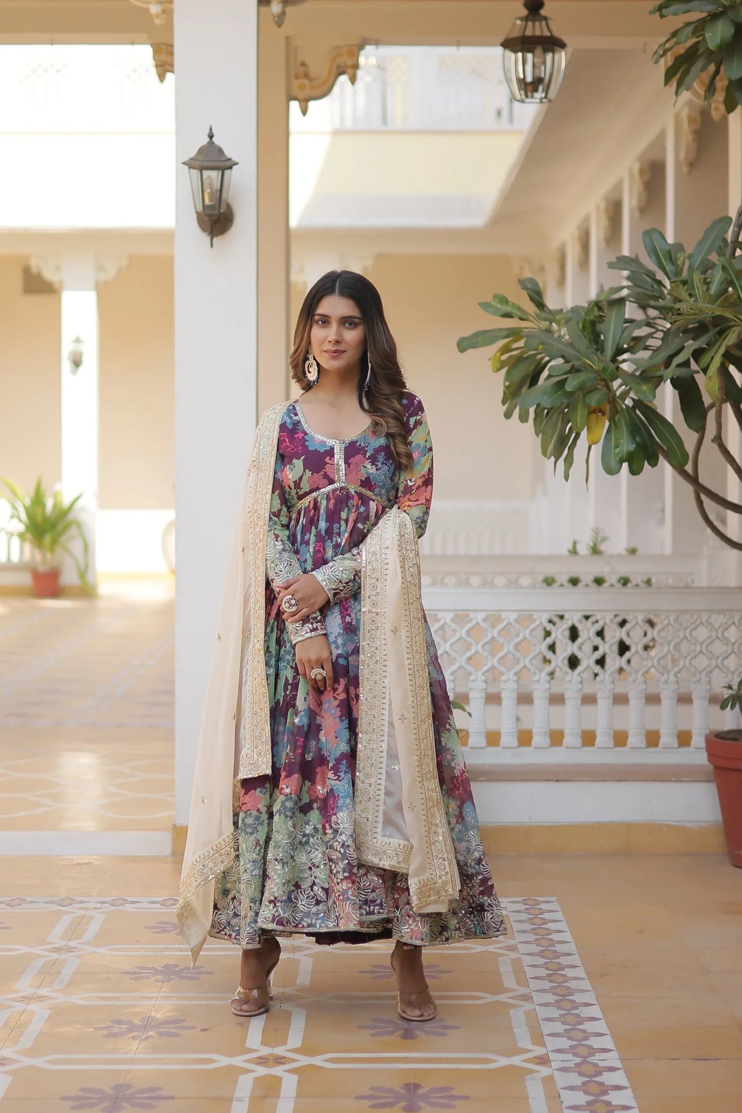 PREMIUM READYMADE ALIA CUT GOWN WITH DUPATTA SET(WARED348)