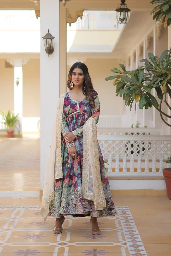 PREMIUM READYMADE ALIA CUT GOWN WITH DUPATTA SET(WD17)