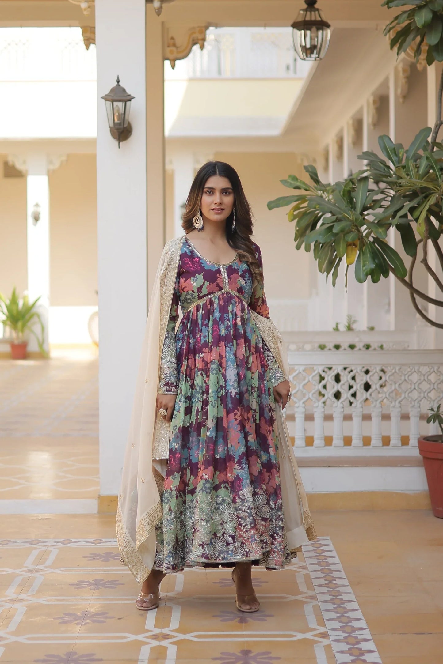 PREMIUM READYMADE ALIA CUT GOWN WITH DUPATTA SET(WARED348)