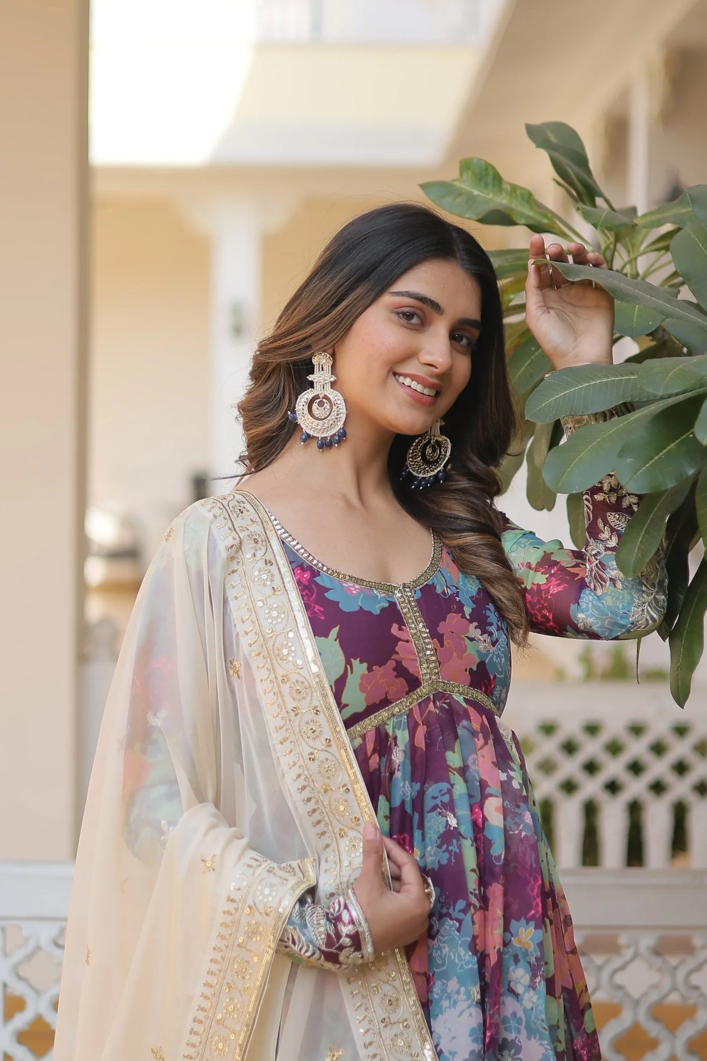 PREMIUM READYMADE ALIA CUT GOWN WITH DUPATTA SET(WARED348)