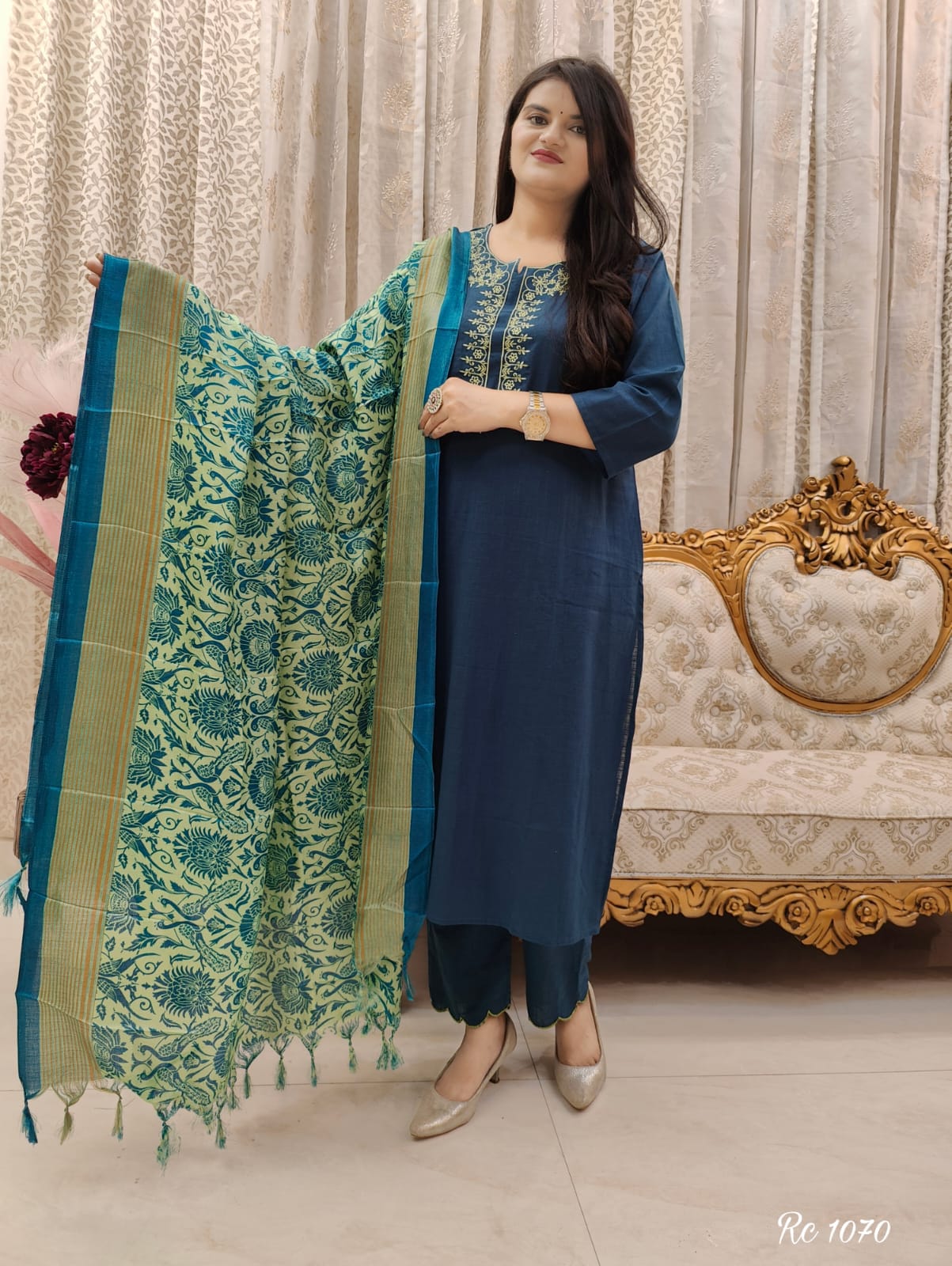 Our cotton kurta paired with standard bottom paired with beautiful art silk duppata..(WARED312)