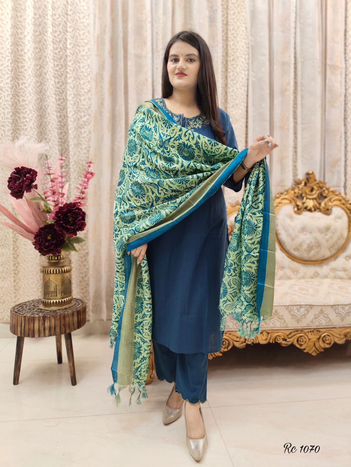 Our cotton kurta paired with standard bottom paired with beautiful art silk duppata..(WARED312)