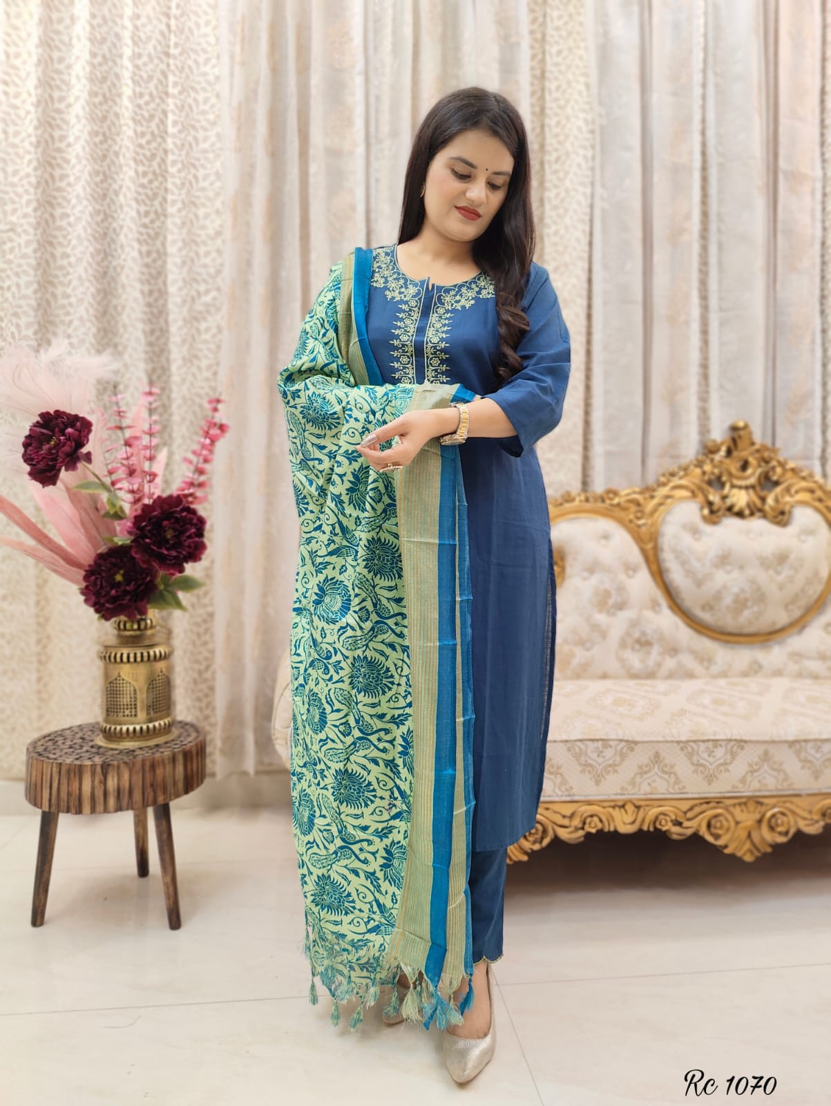 Our cotton kurta paired with standard bottom paired with beautiful art silk duppata..(WARED312)