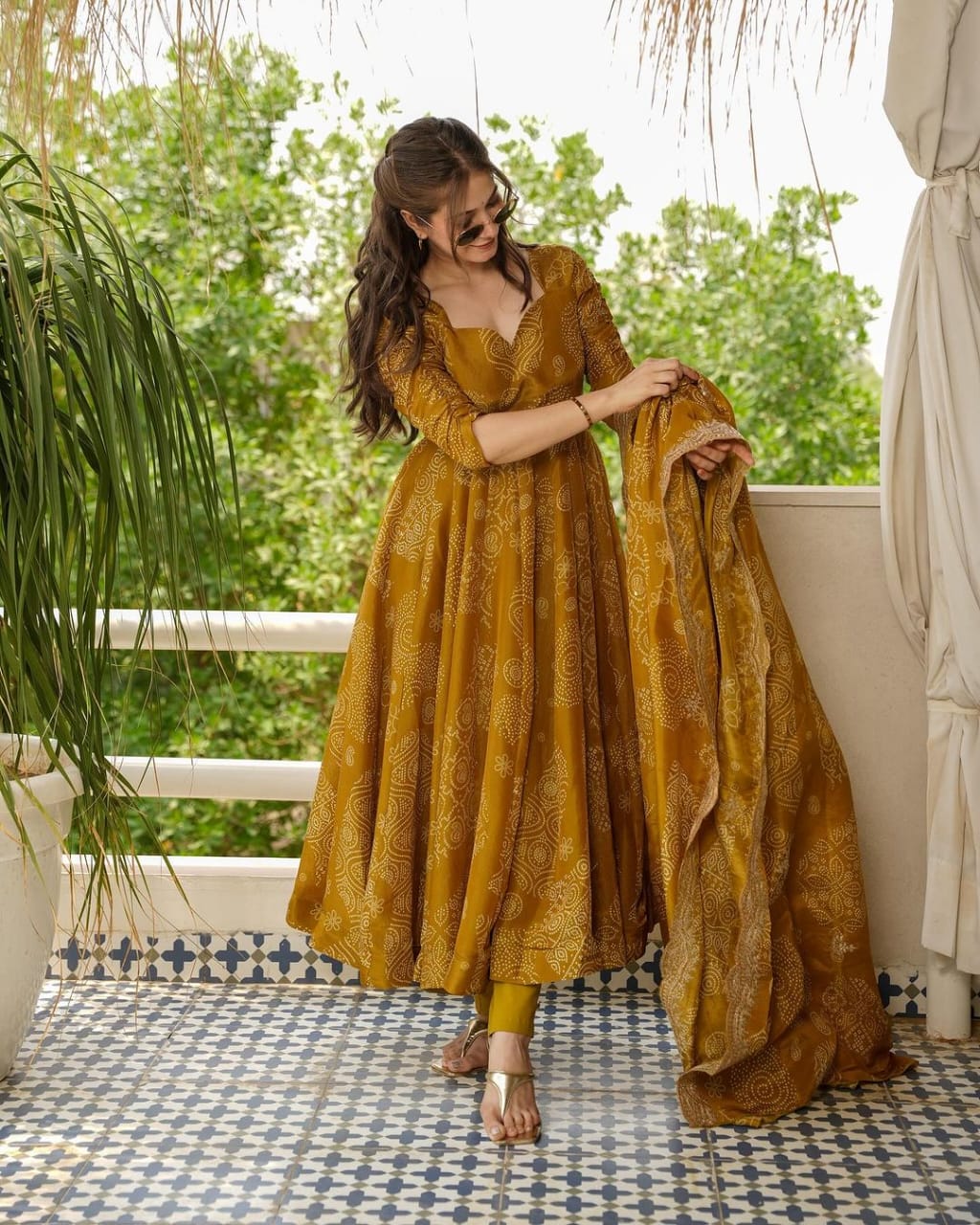Walk gracefully in our new cotton Anarkali dupata set & with deep back neck and front neck design(WARED294)