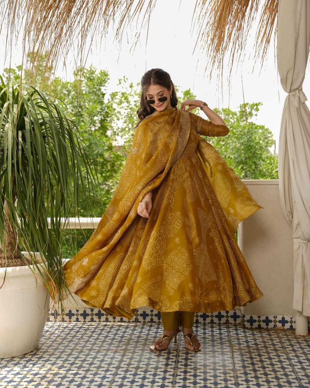 Walk gracefully in our new cotton Anarkali dupata set & with deep back neck and front neck design(WARED294)
