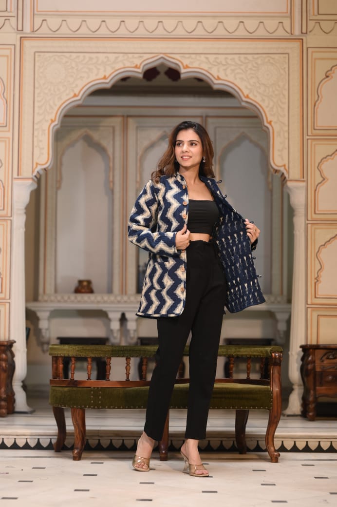 🤩🤩Presenting Bagru hand block printed Women's Wear Quilted Full Sleeves JACKETS 🧥NFRD101