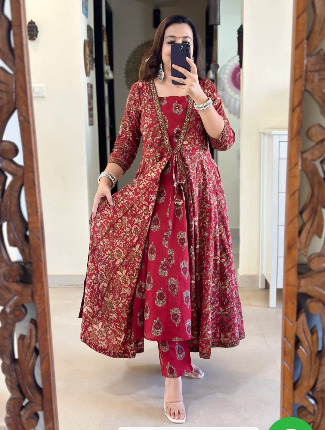 ♥️♥️“ NEW FULL COTTON PRINT HAND WORK ANARKALI KURTI PANT MALMAL DUPATTA ARRIVAL 😍💖(WARED170)