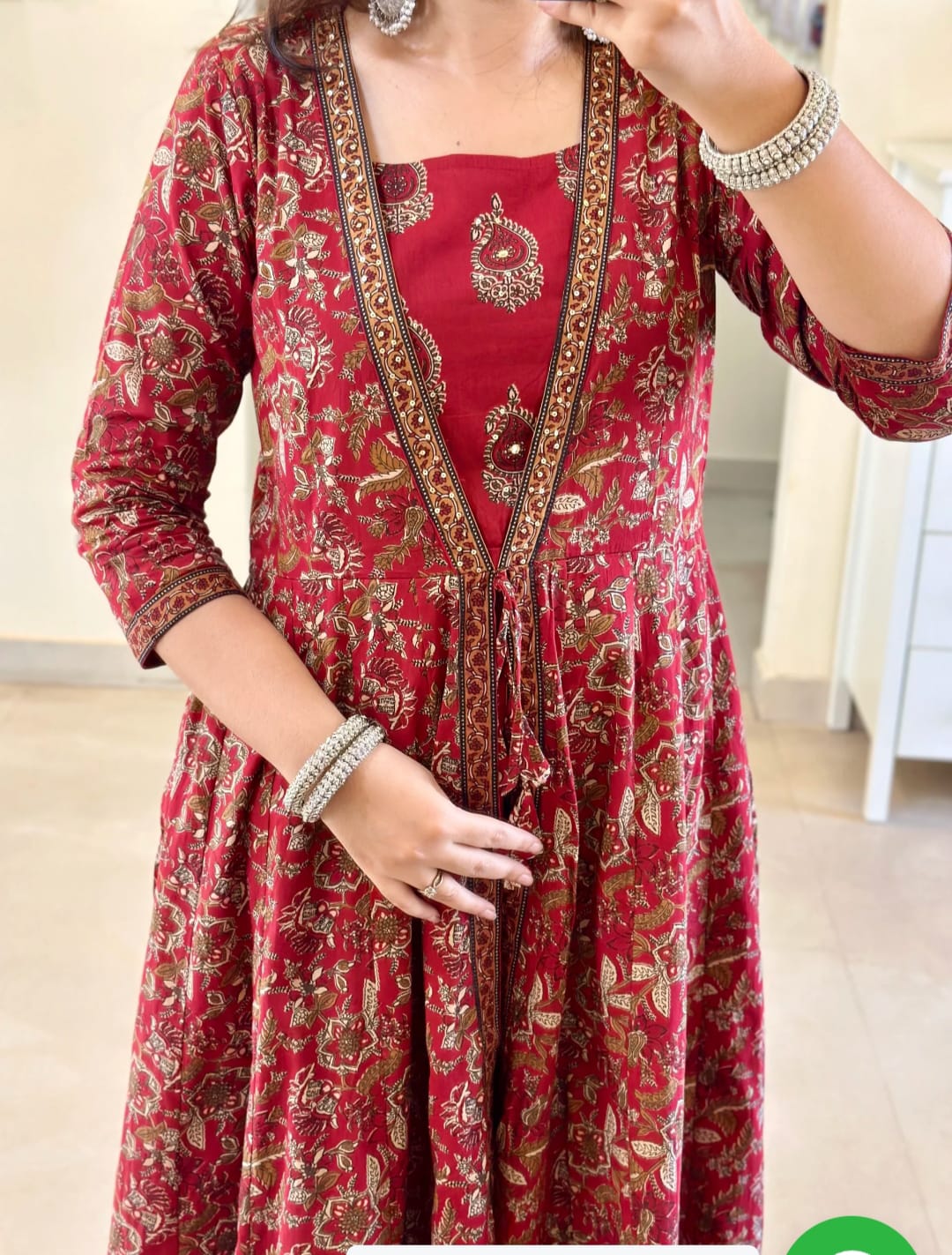 ♥️♥️“ NEW FULL COTTON PRINT HAND WORK ANARKALI KURTI PANT MALMAL DUPATTA ARRIVAL 😍💖(WARED170)