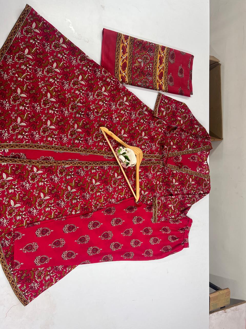 ♥️♥️“ NEW FULL COTTON PRINT HAND WORK ANARKALI KURTI PANT MALMAL DUPATTA ARRIVAL 😍💖(WARED170)