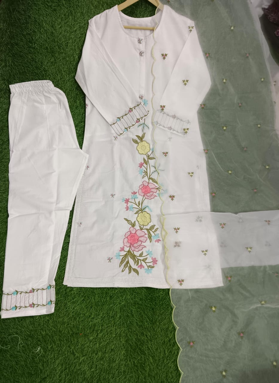 New Launch special❤️ Pure cotton 60-60 super quality Kurta pant duppttaa set.(WARED181)