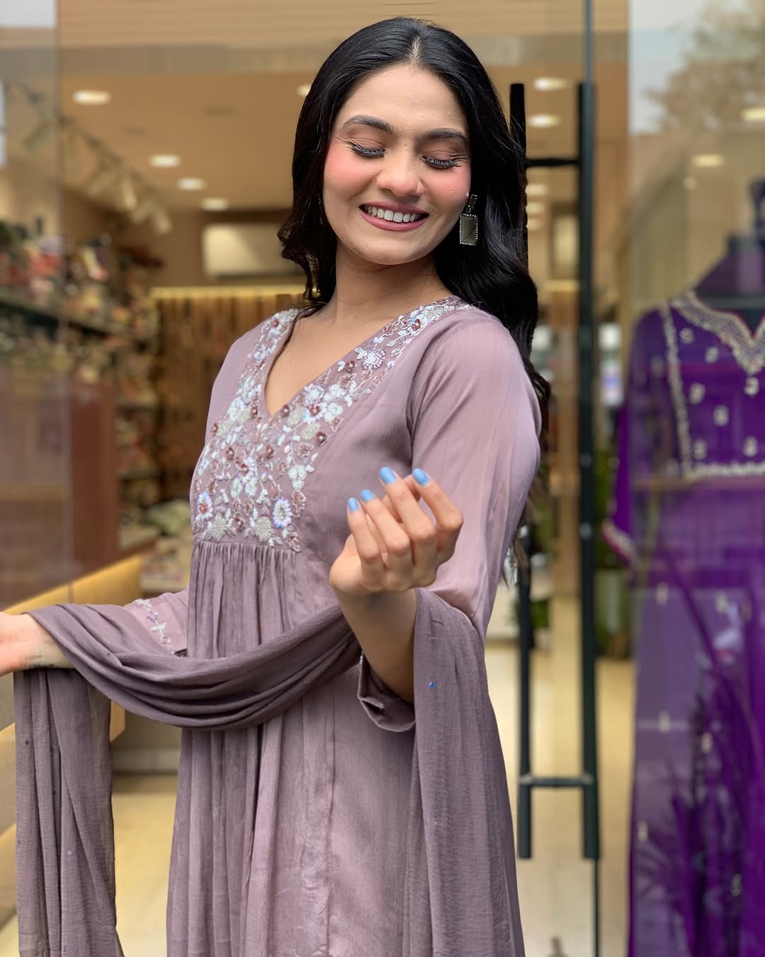 *Work - Beautiful Heavy embroidery and hand work kurti on kurti and sleeves.(WARED158)
