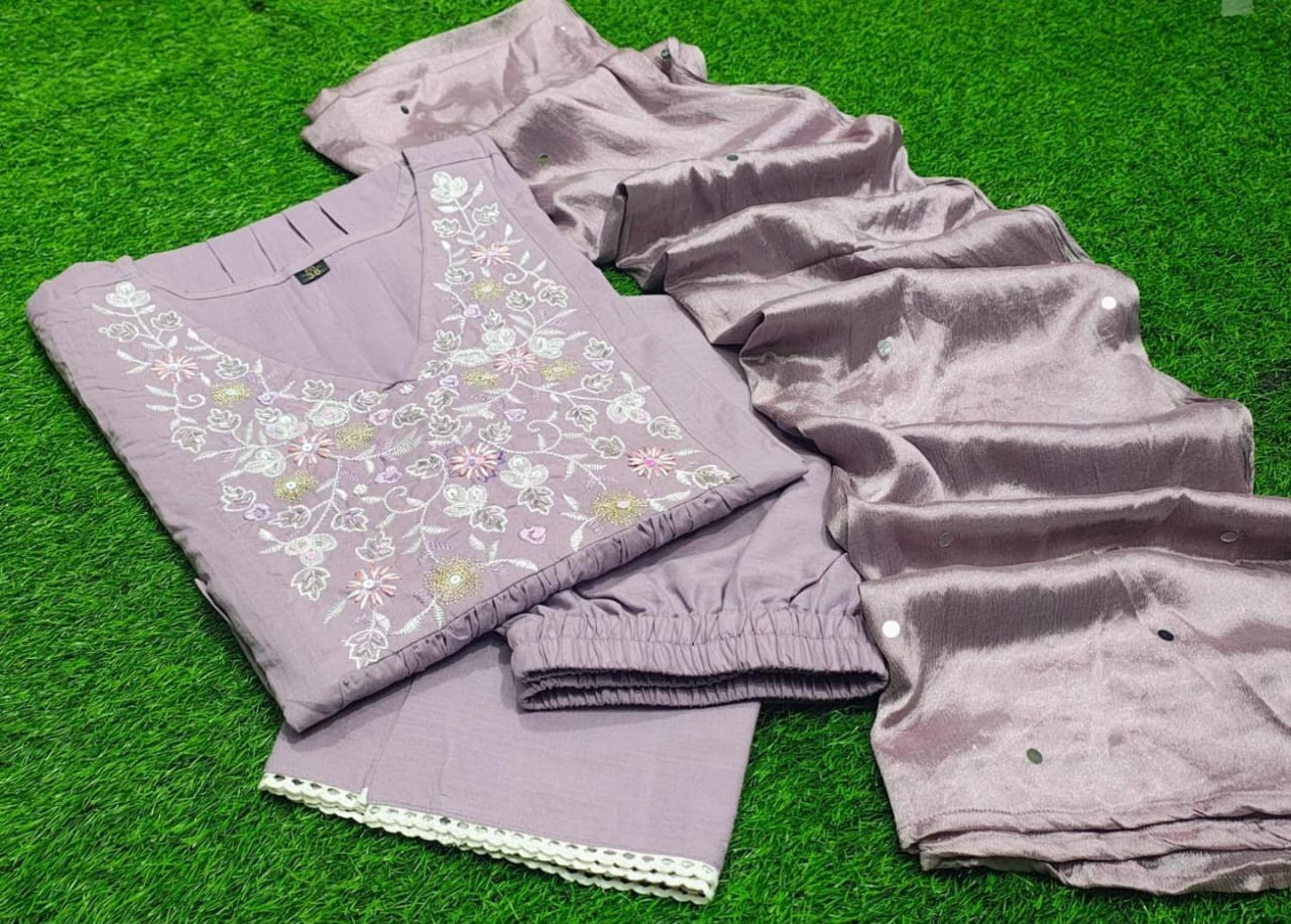 *Work - Beautiful Heavy embroidery and hand work kurti on kurti and sleeves.(WARED158)