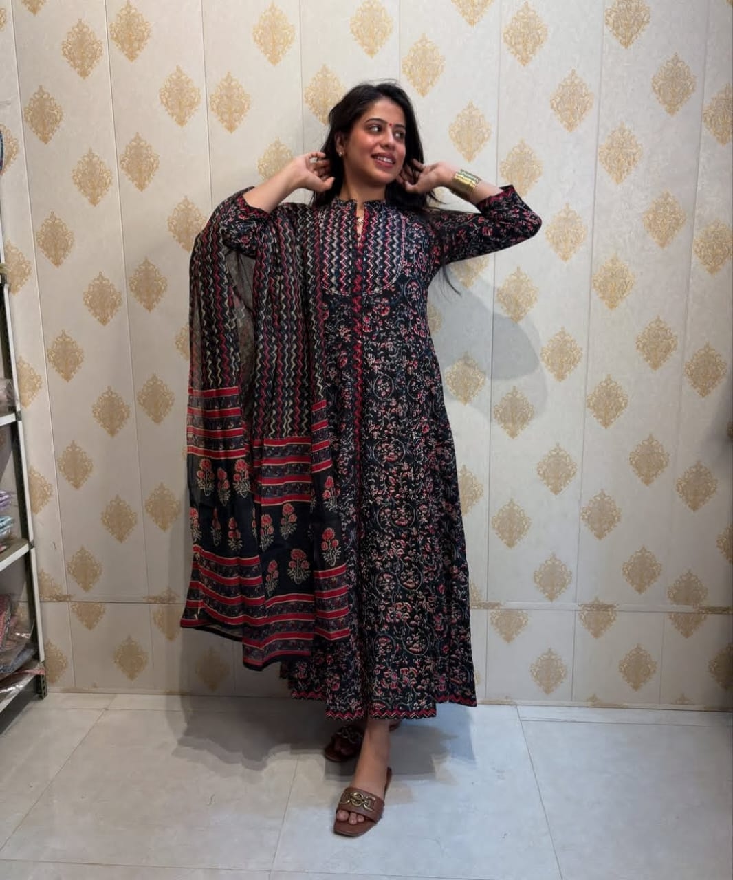 💃*Presenting New Designer Festival Collection In Pure Cotton With Hand And Adda Sequence Work Front Open kurta And Dupatta Set Fully Stitched Ready To Wear💃(WARED161)