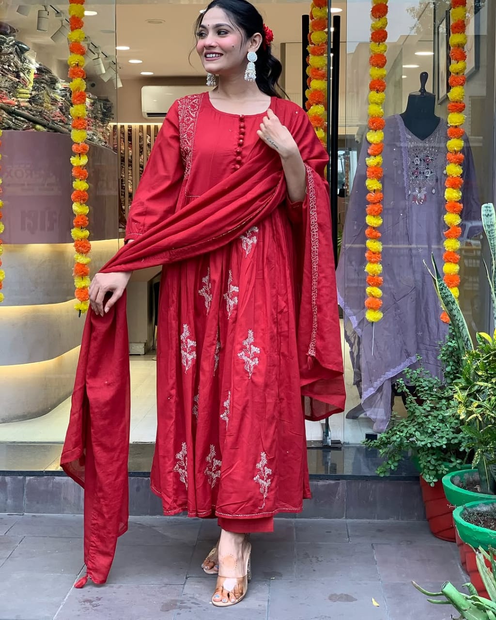 Beautiful pure cotton kurti pant dupatta set๐(WARED58)