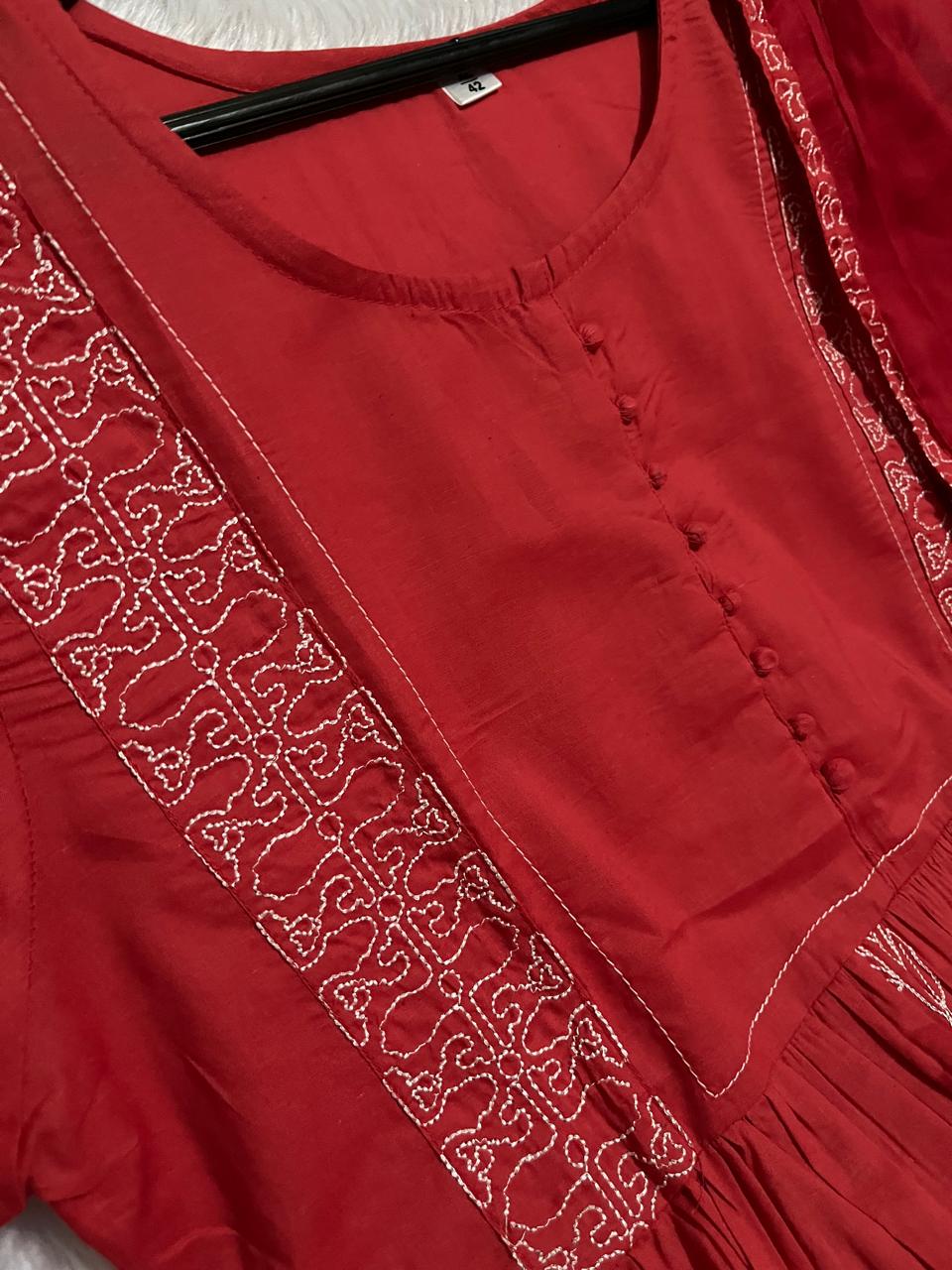 Beautiful pure cotton kurti pant dupatta set๐(WARED58)
