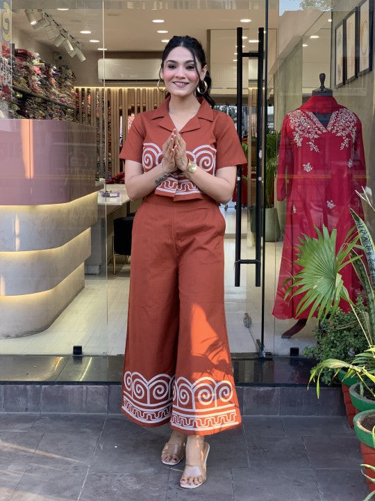 Pure Cotton Shirt Style (With Heavy Embroidery on Front Front Embroidery on Plazzo)(SWCD49)