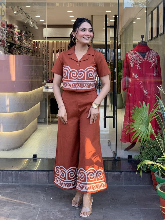 Pure Cotton Shirt Style (With Heavy Embroidery on Front Front Embroidery on Plazzo)(SWCD49)