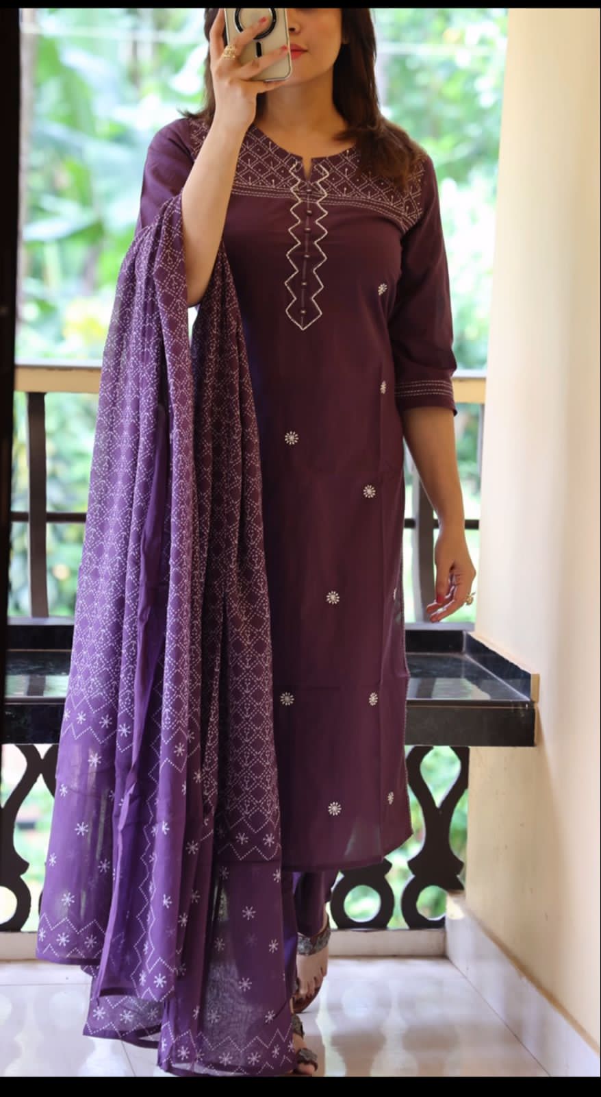🌹🌹Pure fine Cotton fabric Embroidery Work Kurti with Pant with cotton 100-100 Dupatta🌹🌹(WARED44)
