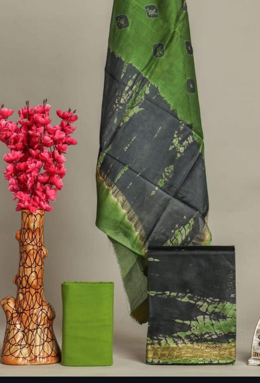 New Exclusive Hand Block Print Maheshwari Silk Suit Set