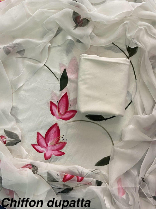 JAAL HAND BLOCK PRINT COTTON SUIT SET WITH CHIFFON DUPATTA