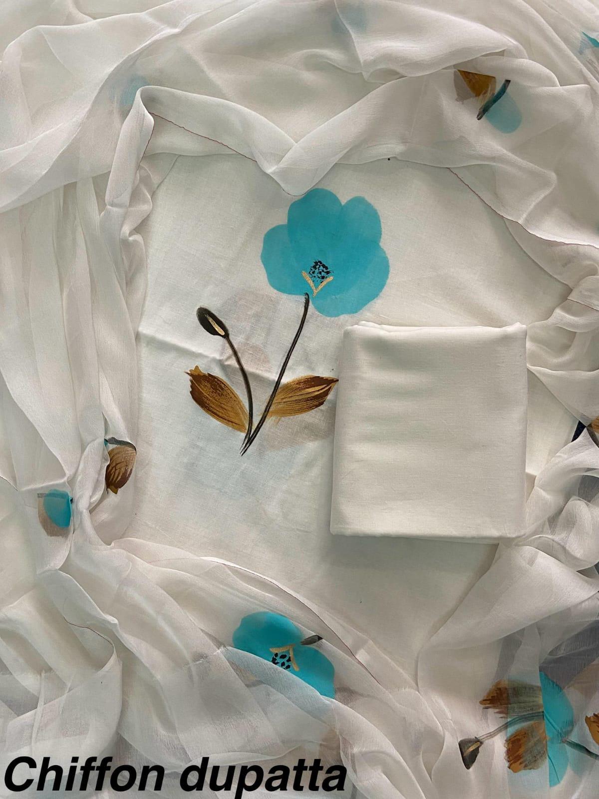 JAAL HAND BLOCK PRINT COTTON SUIT SET WITH CHIFFON DUPATTA