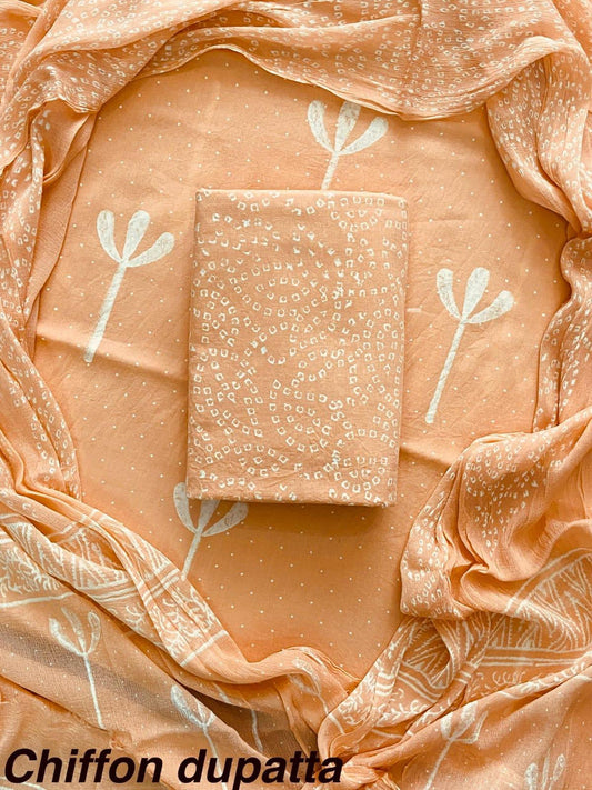 JAAL HAND BLOCK PRINT COTTON SUIT SET WITH CHIFFON DUPATTA