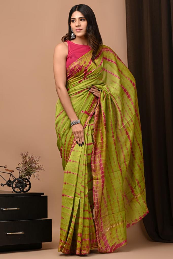 Premium Hand Block Printed Chanderi Silk Saree