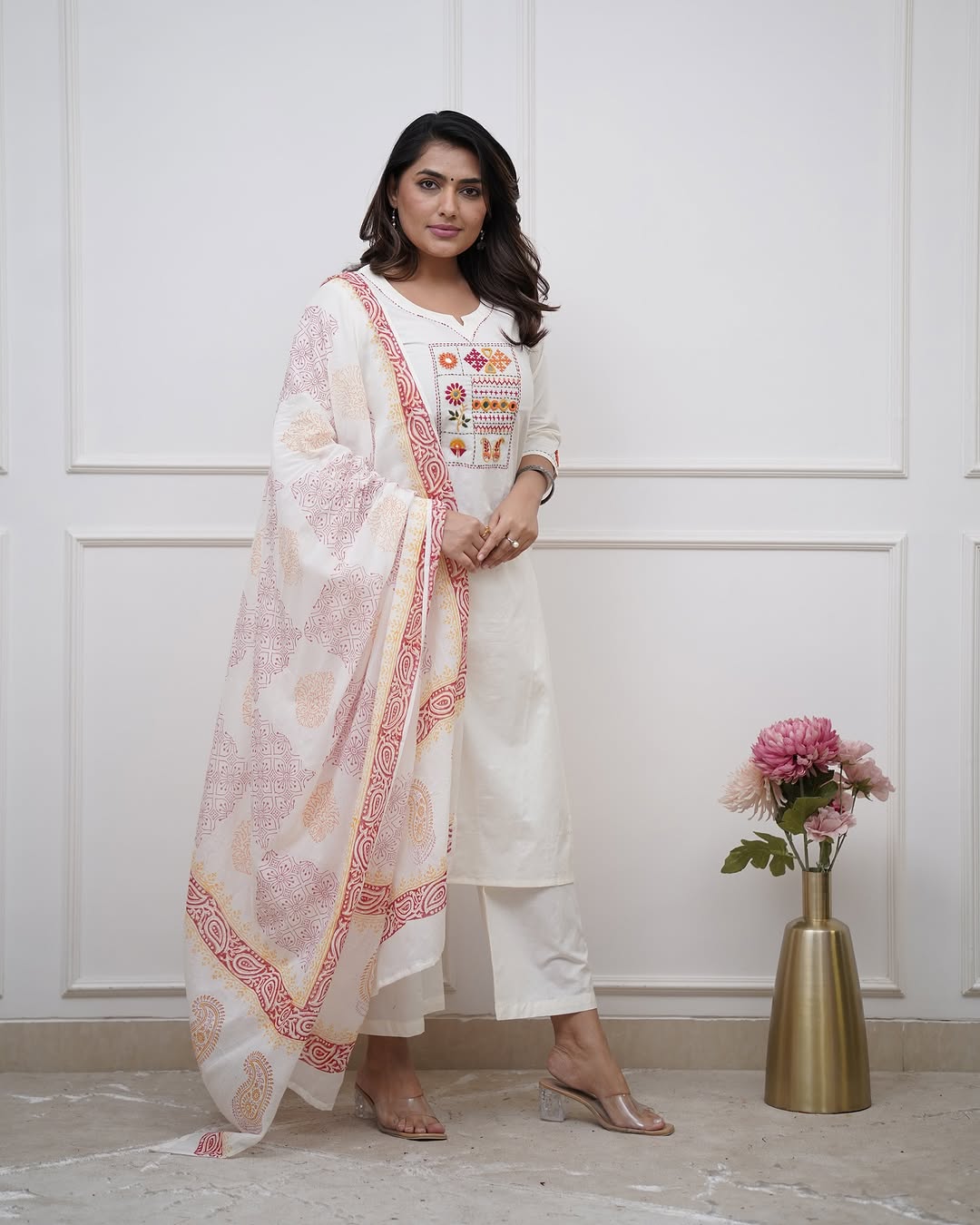 π BEAUTIFUL HEAVY COTTON KURTA PANT WITH DUPATTA SET πππ(WARED393)
