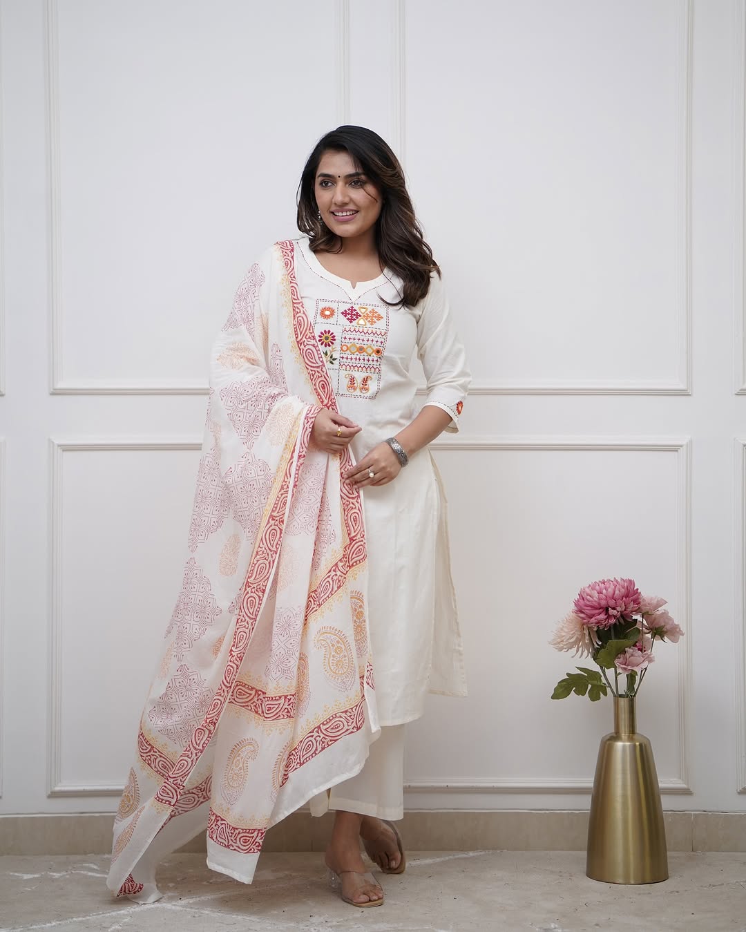 π BEAUTIFUL HEAVY COTTON KURTA PANT WITH DUPATTA SET πππ(WARED393)
