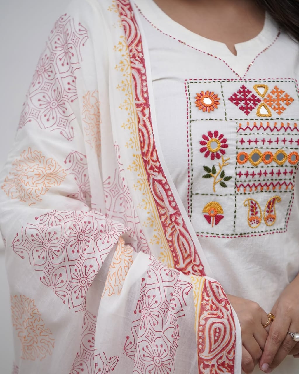 π BEAUTIFUL HEAVY COTTON KURTA PANT WITH DUPATTA SET πππ(WARED393)