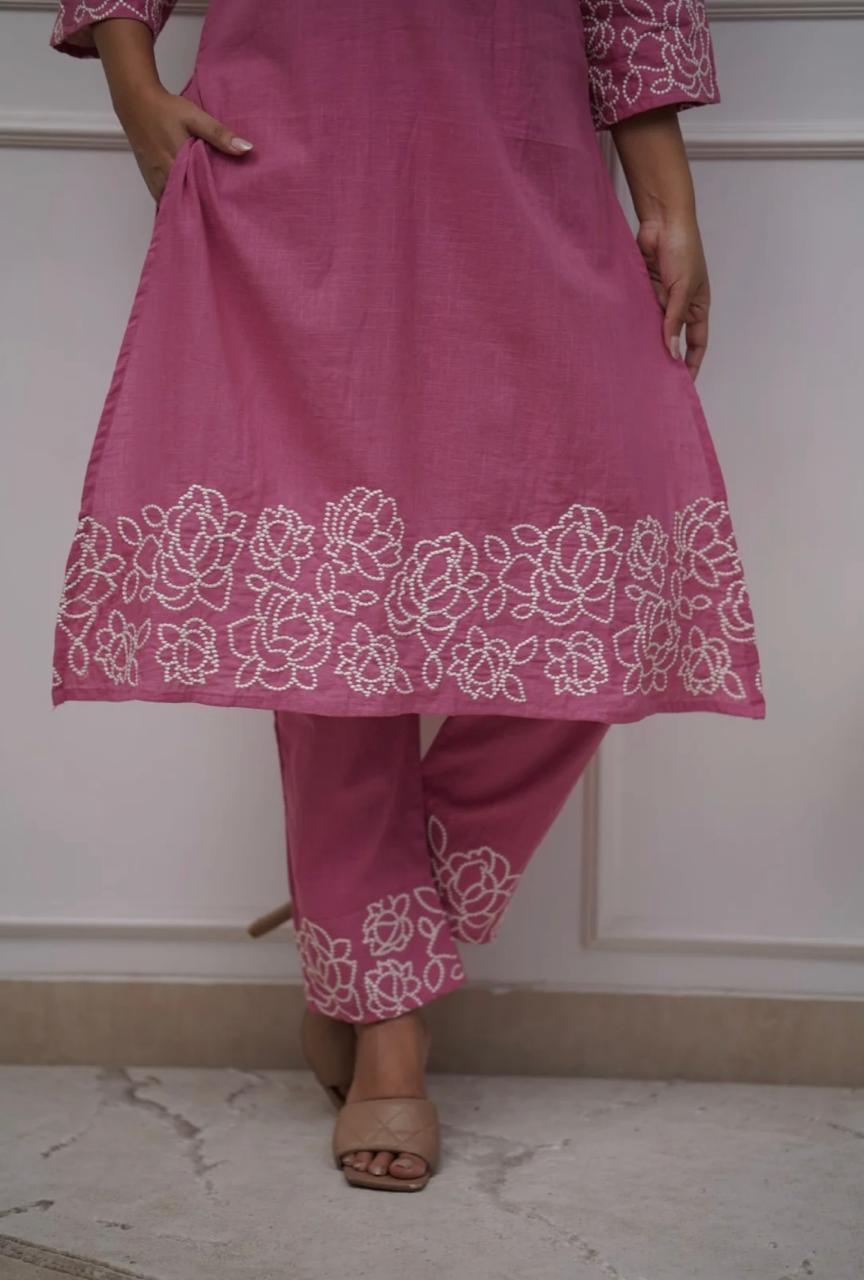Upgrade your office wear wardrobe with this classy kurti embroidery work detailing with (WACD69)