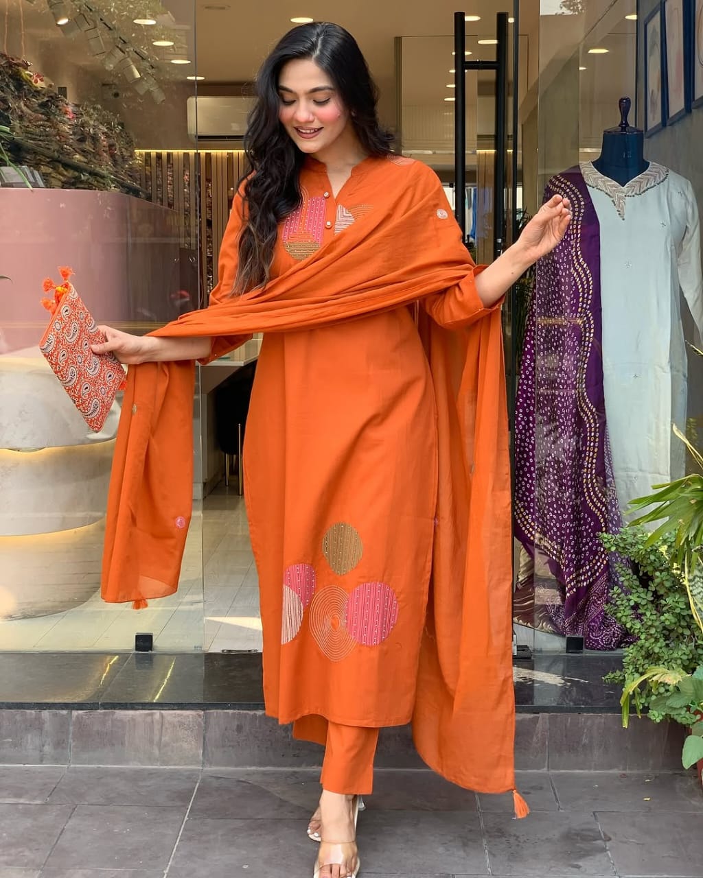 This Kurti,pant dupatta set is perfect for the summer season with its vibrant floral print and confident (WARED408)