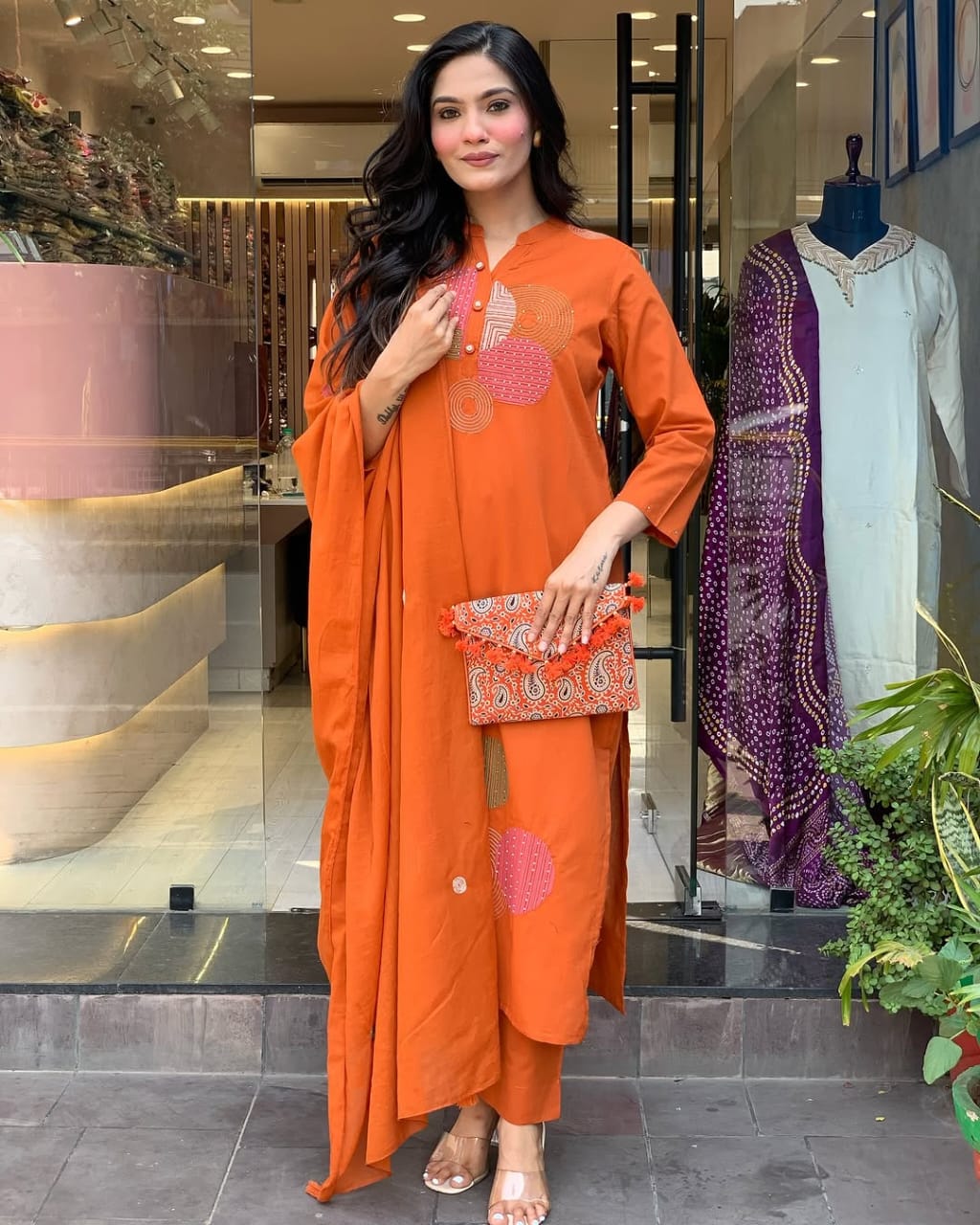 This Kurti,pant dupatta set is perfect for the summer season with its vibrant floral print and confident (WARED408)