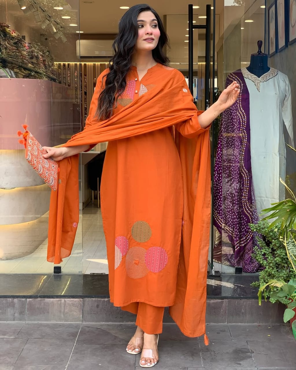 This Kurti,pant dupatta set is perfect for the summer season with its vibrant floral print and confident (WARED408)