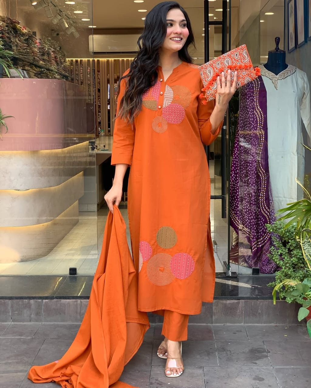 This Kurti,pant dupatta set is perfect for the summer season with its vibrant floral print and confident (WARED408)