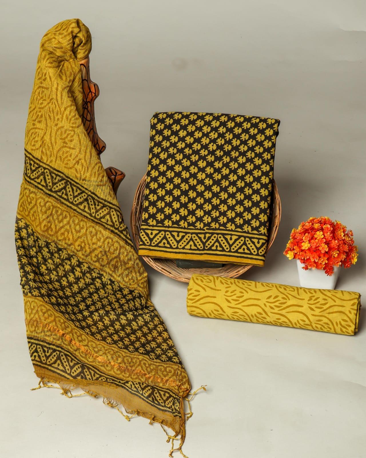 Suits Wala Hand Block Print Cotton Suit Set with Kota Doria Dupatta WAKOTMU22