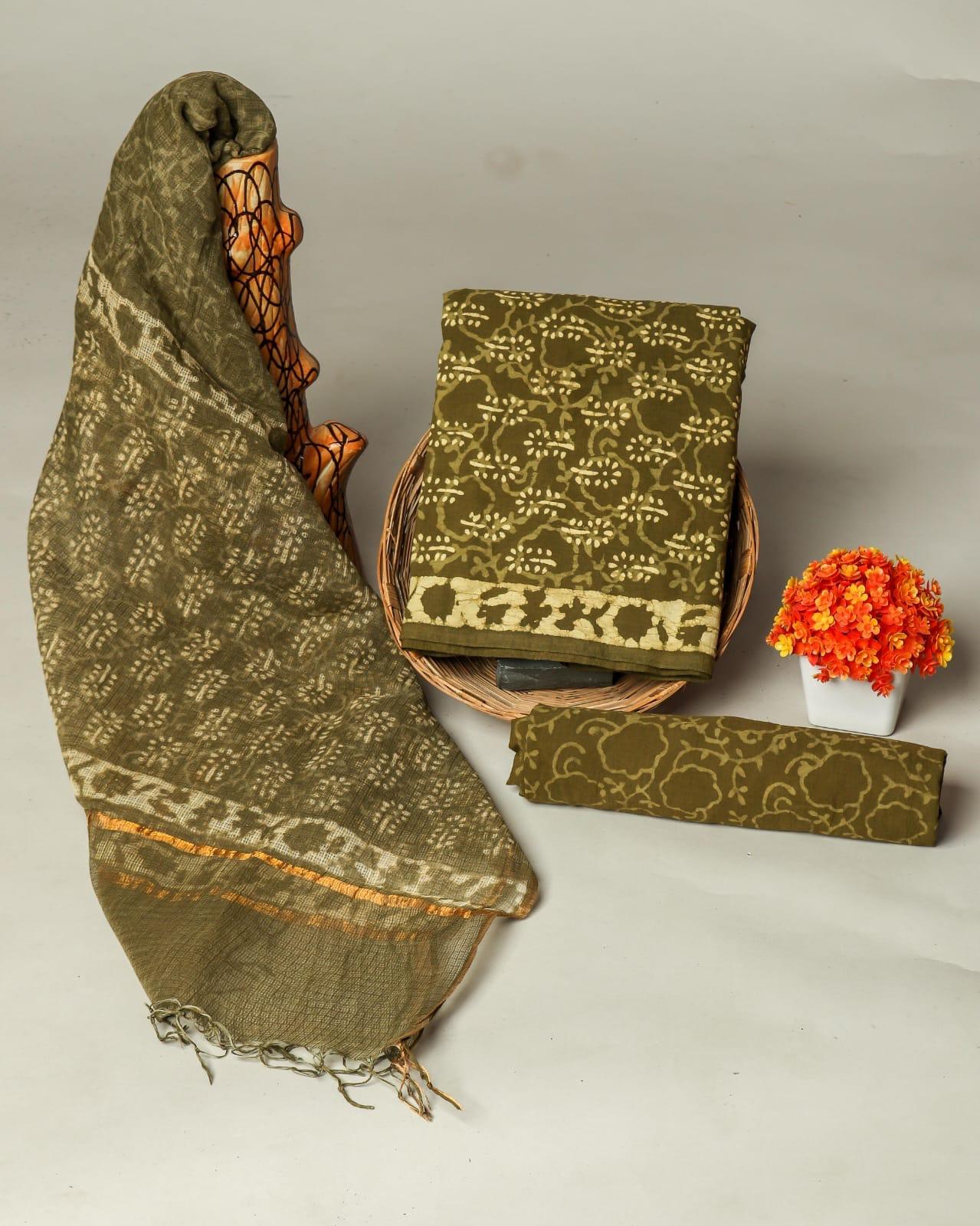 Suits Wala Hand Block Print Cotton Suit Set with Kota Doria Dupatta (WAKOTMU19