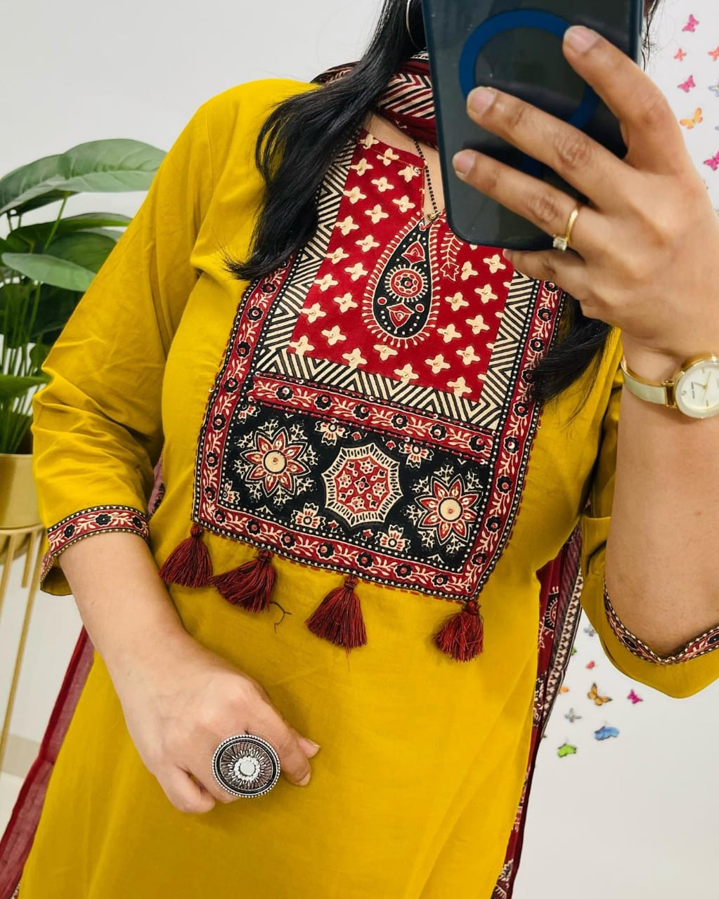 🌹🌹Pure fine Cotton fabric Kurti with Pant with cotton 100-100 Dupatta🌹🌹(WARED418)