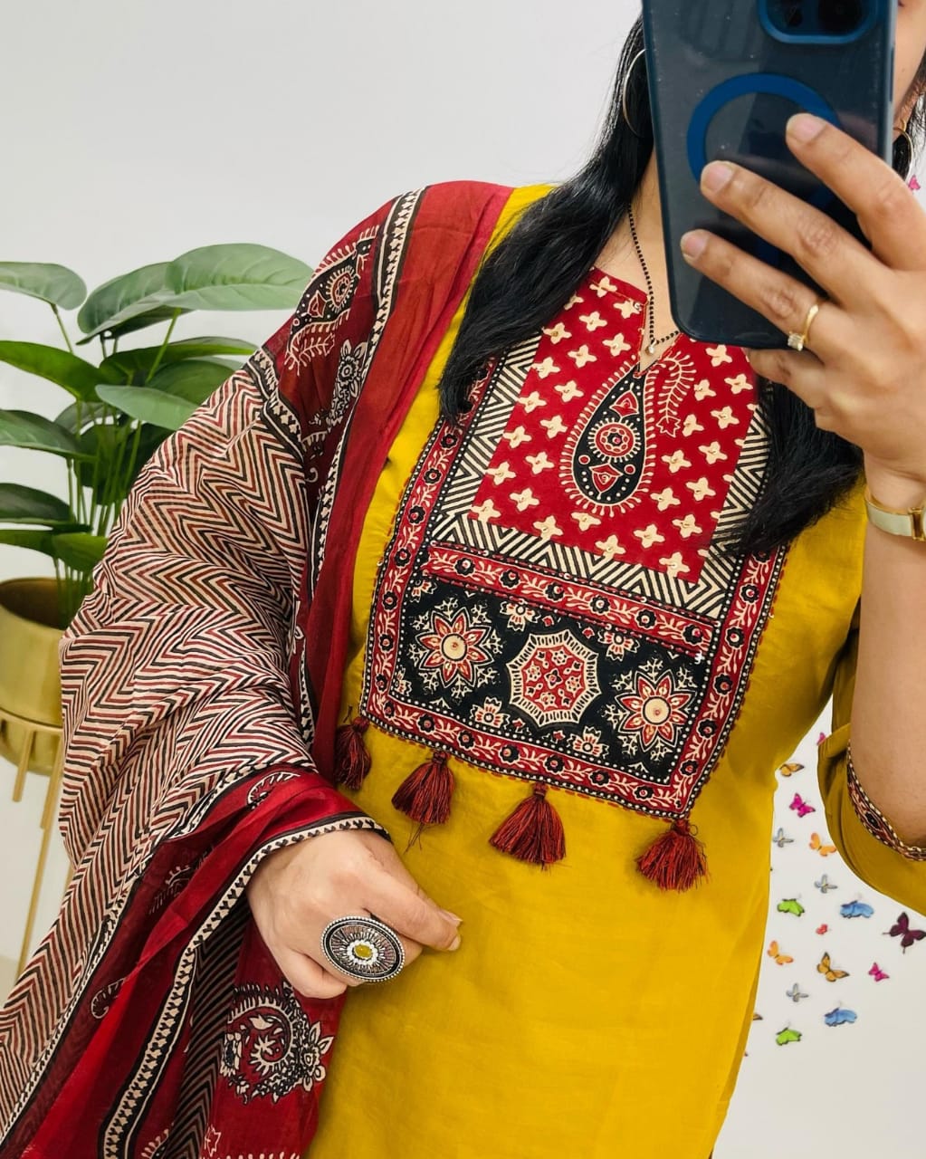 🌹🌹Pure fine Cotton fabric Kurti with Pant with cotton 100-100 Dupatta🌹🌹(WARED418)