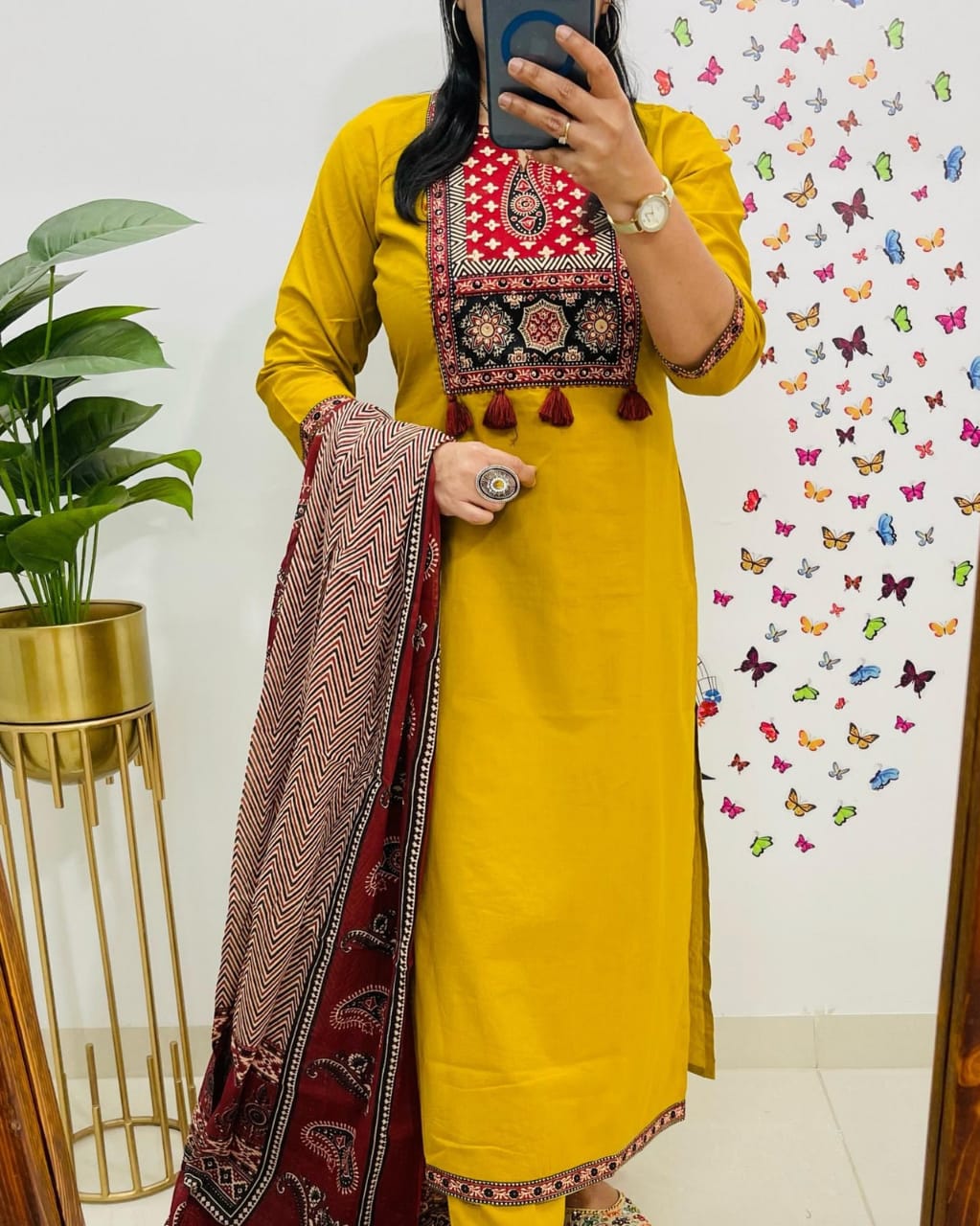 🌹🌹Pure fine Cotton fabric Kurti with Pant with cotton 100-100 Dupatta🌹🌹(WARED418)